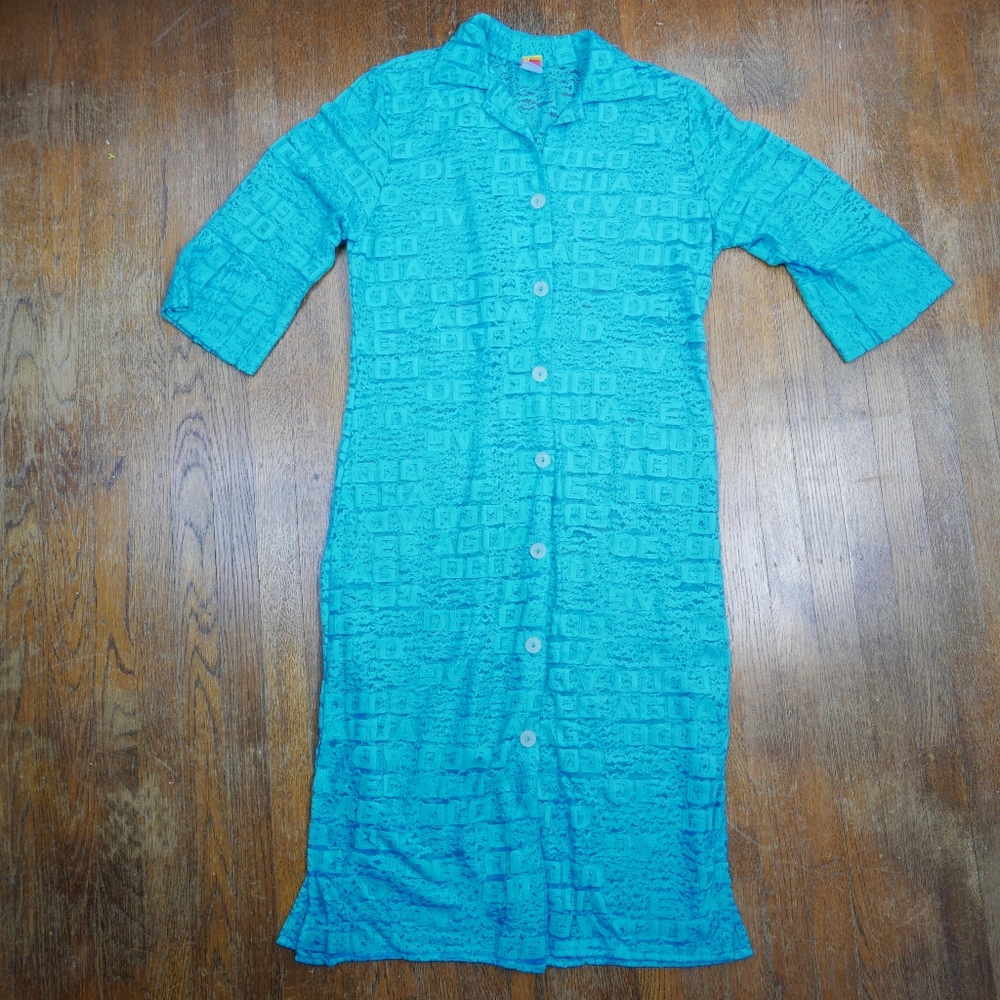 AGUADECOCO Turquoise Blue Button Down Swim Cover
